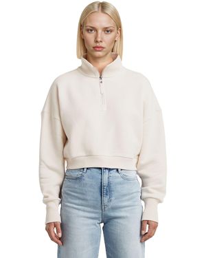 G-Star Cropped Half Zip Loose Sweater - Natural