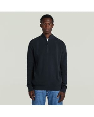 G-Star Structure Half Zip Knit - Blue