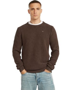G-Star Garment Dyed Structure Knit - Brown