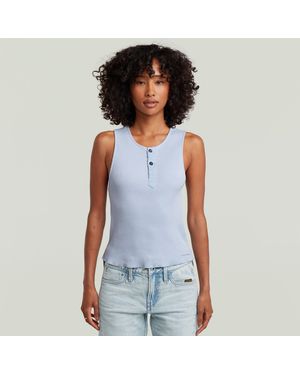 G-Star Slim Henley Tank T-Shirt - Blauw