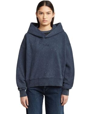 G-Star Washed A-Line Script Hoodie Sweater - Blue