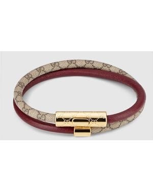 Gucci Double Bracelet With Gg Detail - Brown