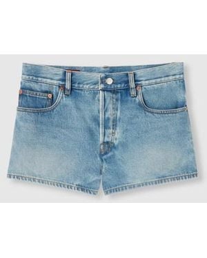Gucci Stone-Washed Denim Shorts - Blue