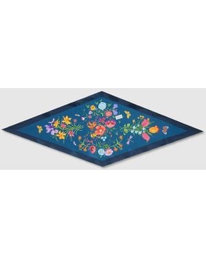 Gucci Printed Silk Twill Scarf, Silk - Blue