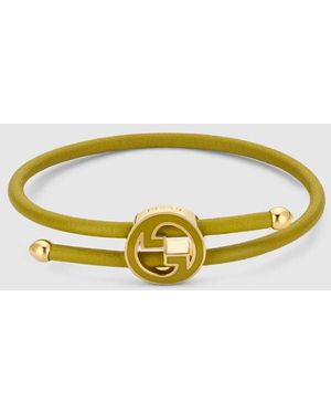 Gucci Bracelet With Enamel Round Interlocking G - Yellow