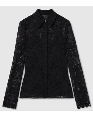 Gucci Gg Flower Stretch Lace Shirt - Black