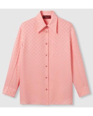 Gucci Gg Silk Jacquard Shirt, Ready-To-Wear - Pink