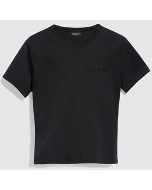 Gucci Cotton Jersey T-Shirt With Embroidery, Size L, Ready-To-Wear - Black