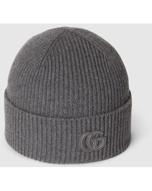 Gucci Cashmere Hat With Patch - Gray