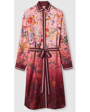 Gucci プリント シルクツイル シャツドレス, ピンク, ウェア - レッド