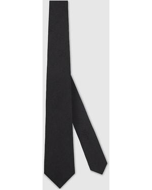 Gucci Gg Silk Cotton Tie, Fabric - Black