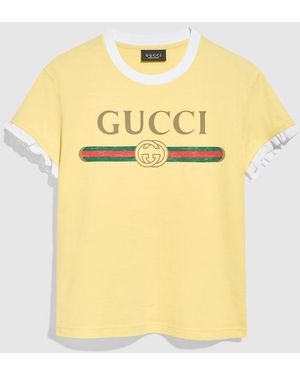Gucci Cotton Jersey T-Shirt With Print - Yellow