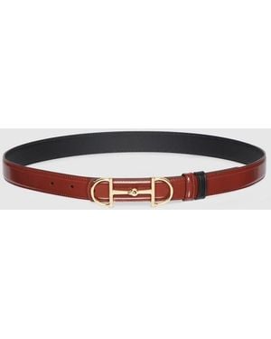 Gucci Reversible Belt With Horsebit Buckle, Size 100 - Red
