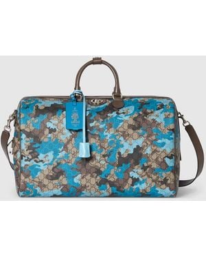 Gucci Gg Large Duffle Bag, Gg Canvas - Blue
