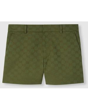 Gucci Ggコットンギャバジン ショートパンツ, グリーン, ウェア