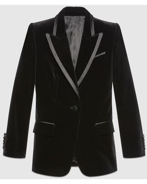 Gucci ベルベット シングルブレスト ジャケット, ブラック, ウェア