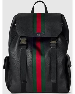Gucci Web Trademark Medium Backpack, Leather - Black