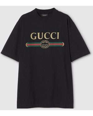 Gucci Cotton Jersey And Silk T-Shirt With Print, Ready-To-Wear - Black