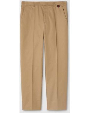 Gucci Cotton Twill Pants With Web Detail - Natural