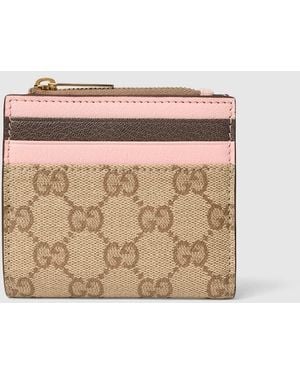 Gucci Small Wallet With Slots, Original Gg Fabric - Natural