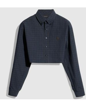 Gucci Cropped Checked Cotton Poplin Shirt, Size 48 It, Ready-To-Wear - Blue