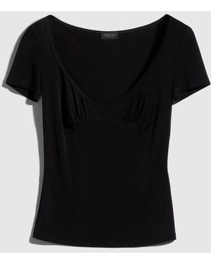 Gucci Viscose Jersey T-Shirt With Metal Tag - Black