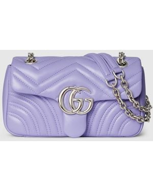 Gucci 〔Ggマーモント〕スモール ショルダーバッグ, パープル, レザー