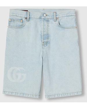 Gucci レーザー デニム ショートパンツ, ブルー, ウェア