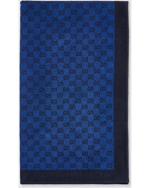 Gucci Gg Cotton Terrycloth Beach Blanket - Blue