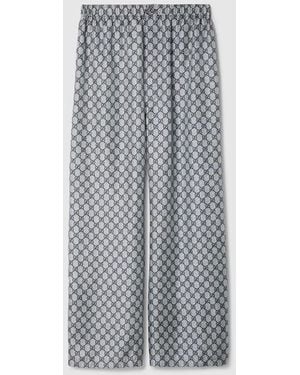 Gucci Gg Silk Twill Pants - Gray