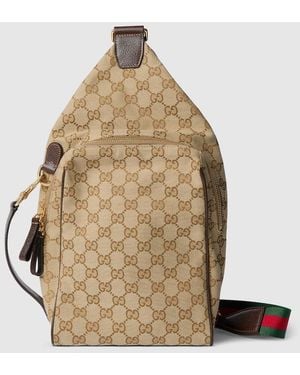 Gucci Crossbody Medium Sling Bag, Gg Canvas - Brown