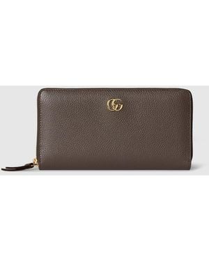 Gucci Bi-Color Gg Marmont Zip Around Wallet - Brown
