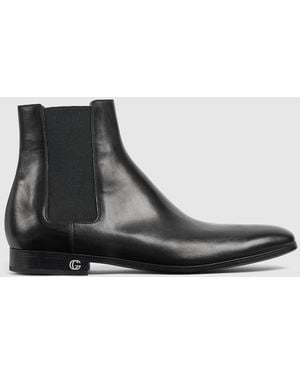 Gucci Ankle Boot With Elastic Insert, Uk - Black