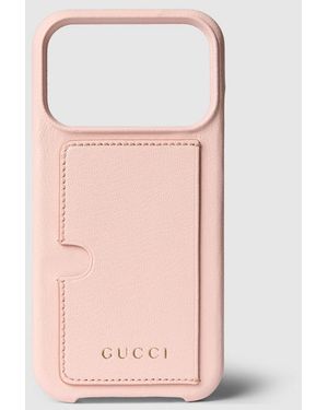 Gucci Case For Iphone 17 Pro, Leather - Pink
