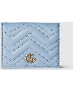 Gucci ダブルG ミニ ウォレット, ブルー, レザー