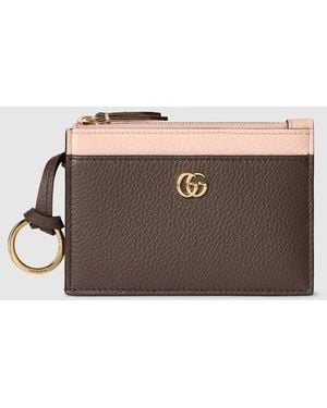 Gucci Bi-Color Gg Marmont Zip Key Pouch - Brown