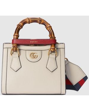 Gucci 〔グッチ ダイアナ〕ミニ トートバッグ, ホワイト, Leather