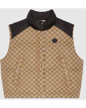 Gucci Ggコットンキャンバス ダウンベスト, ベージュ, ウェア - ナチュラル