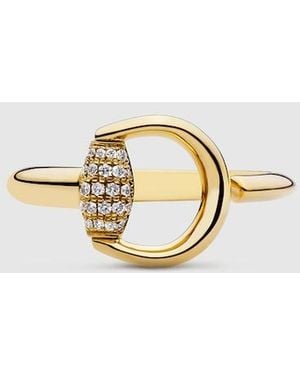 Gucci Horsebit Diamond 18K Open Ring - Metallic