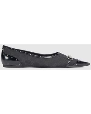 Gucci Point-Toe Studded Loafer, Gg Canvas - Blue