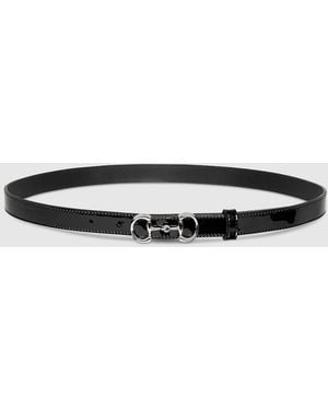 Gucci Thin Belt With Horsebit Buckle, Size 100 - Black