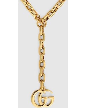Gucci Gg Marmont Pendant Chain Necklace - Metallic