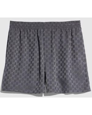 Gucci Gg Silk Jacquard Shorts - Gray