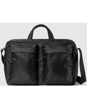 Gucci Ggナイロン ラージ クロスボディバッグ, ブラック, ナイロン