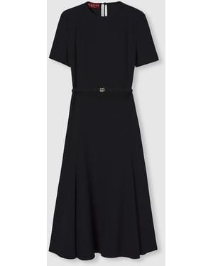Gucci Satin Dress With Double G Belt - Black