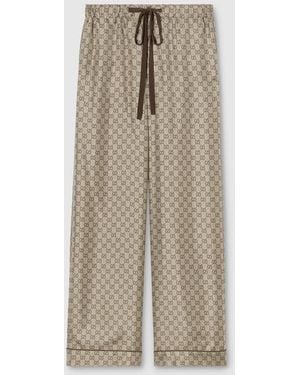 Gucci Gg Silk Pants - Natural