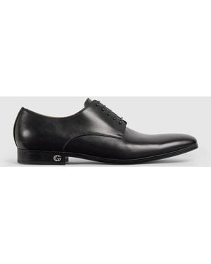Gucci Lace-Up Shoe With Double G, Uk - Black