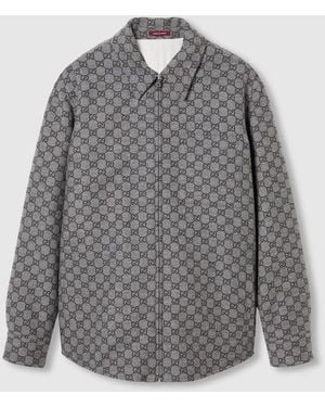 Gucci Ggフランネル オーバーシャツ, グレー, ウェア