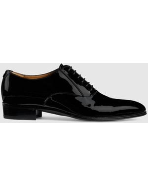 Gucci ダブルg付き メンズ レースアップシューズ, ブラック, Leather