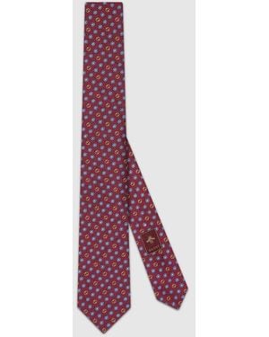 Gucci シルクジャカード ネクタイ, レッド, ウール - パープル